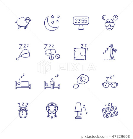 Insomnia problems icons and sleeping trouble vector signs Insomnia problems icons and sleeping trouble vector signs 47829608