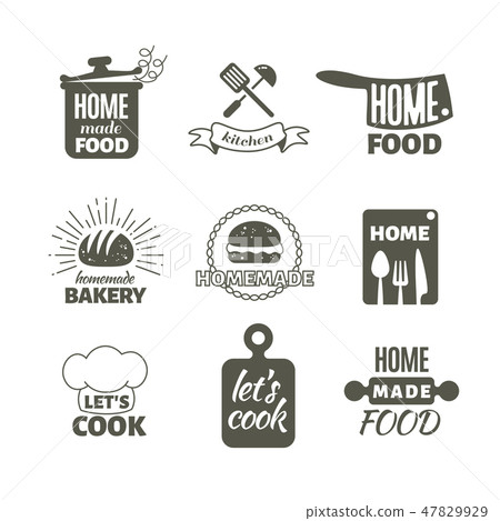 Retro kitchen cooking at home and handmade vector badges and logos Retro kitchen cooking at home and handmade vector badges and logos 47829929