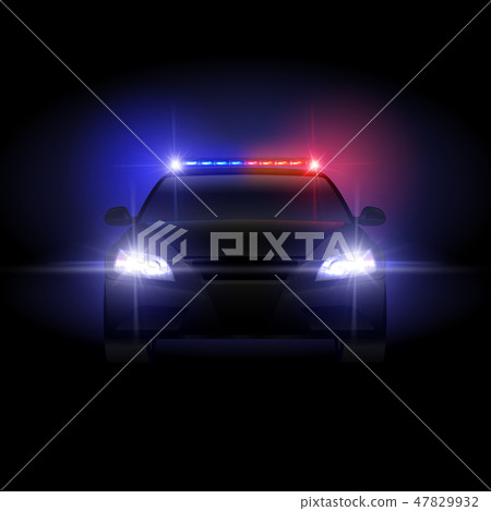 Sheriff police car at night with flashing light vector illustration 47829932