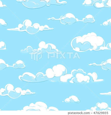 Cartoon vector clouds weather seamless pattern in pastel colors Cartoon vector clouds weather seamless pattern in pastel colors 47829935