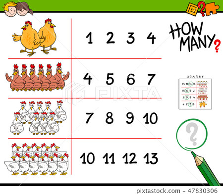 chicken counting game cartoon illustration chicken counting game cartoon illustration 47830306