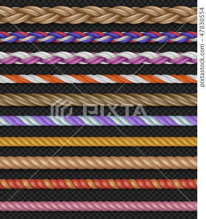 Seamless vector straight ropes and strings isolated on transparent background 47830554