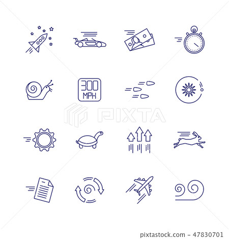 Motion and speed linear icons. Slow and fast vector signs 47830701