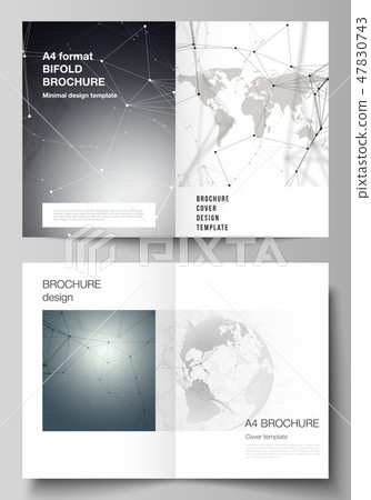 Vector layout of two A4 format cover mockups design templates for bifold brochure, flyer, report 47830743