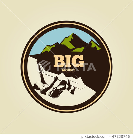 Vintage mountain climbing round logo - sport activity Vintage mountain climbing round logo - sport activity 47830746