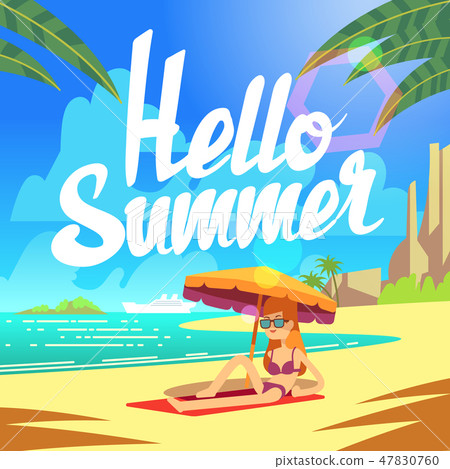 Summer holiday vector background with sea beach and relaxing people Summer holiday vector background with sea beach and relaxing people 47830760