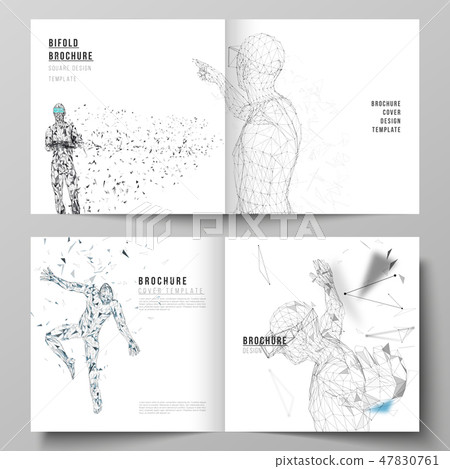 The vector illustration of the editable layout of two covers templates for square design bifold The vector illustration of the editable layout of two covers templates for square design bifold 47830761