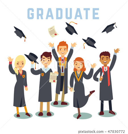 University young graduate students. Graduation and education vector concept University young graduate students. Graduation and education vector concept 47830772