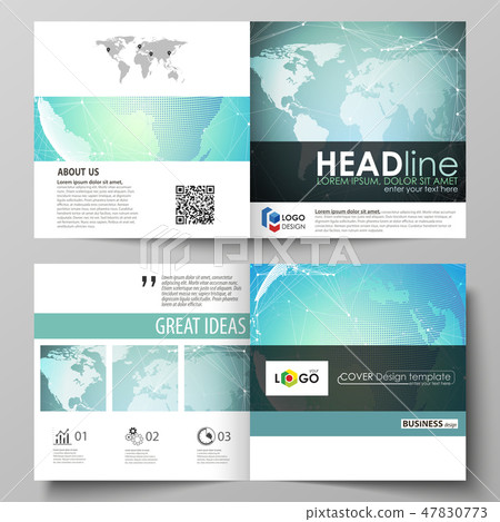 The minimalistic vector illustration of the editable layout of two covers templates for square 47830773