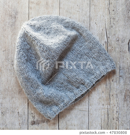 grey knitted wool beanie hat 47830808