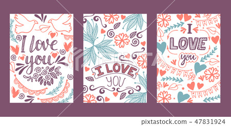 Love lettring vector lovely calligraphy lovable sign sketch iloveyou on Valentines day beloved card 47831924