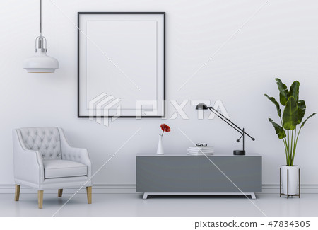 living Interior room mockup blank poster. 47834305