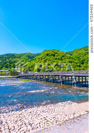 Togetsu Bridge and Katsuragawa of the fresh green Togetsu Bridge and Katsuragawa of the fresh green 47834469