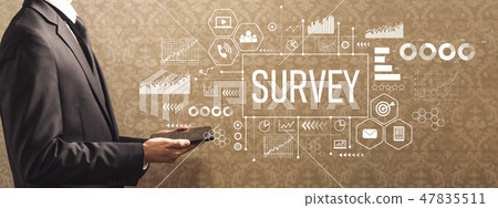 Survey with businessman holding a tablet computer Survey with businessman holding a tablet computer 47835511