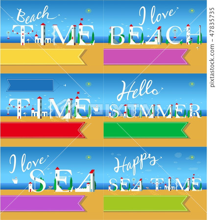 Travel cards. White houses on the summer beach 47835735