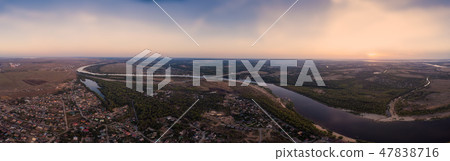 Aerial view on river, town and neighborhoods Aerial view on river, town and neighborhoods 47838716