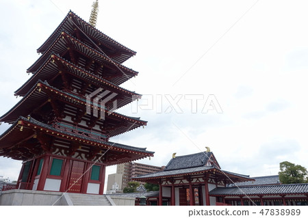 It is a five-storied pagoda of Shitennoji, Osaka It is a five-storied pagoda of Shitennoji, Osaka 47838989