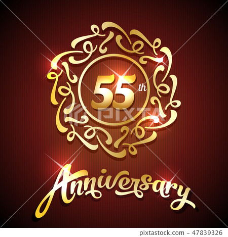 55th anniversary label golden design elements 47839326