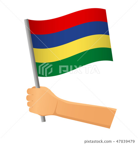 Mauritius flag in hand 47839479