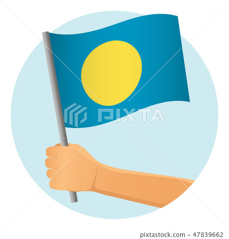 Palau flag in hand 47839662