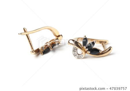 Gold earrings with sapphires 47839757