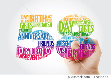 Happy 58th birthday word cloud with marker Happy 58th birthday word cloud with marker 47843463