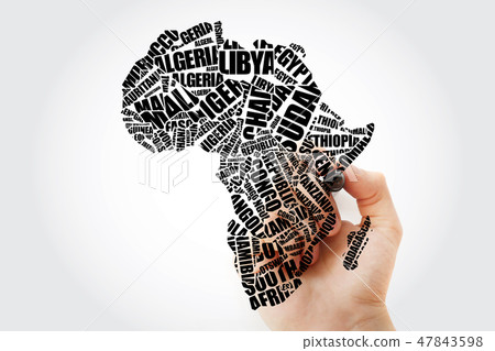 African countries Map in Typography 47843598