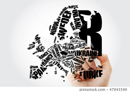 Europe Map in Typography word cloud Europe Map in Typography word cloud 47843599