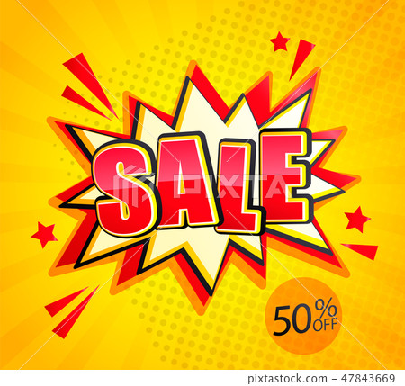 Sale Boom banner in pop art style,50 percent off 47843669