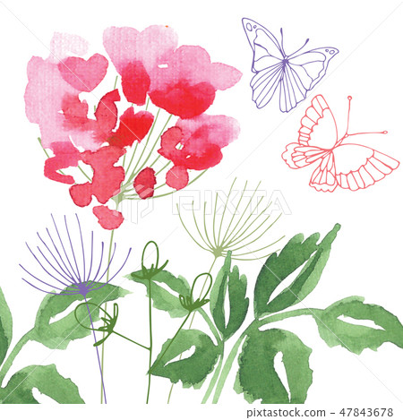 Hand Painted Wildflower floral pattern 47843678