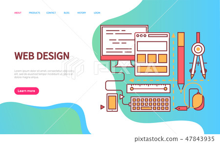 Web Design Page Decorated by Device Icons Vector 47843935
