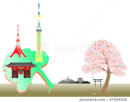 Cherry blossoms and towers 47844008