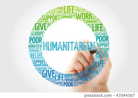 Humanitarian word cloud collage with marker Humanitarian word cloud collage with marker 47844567