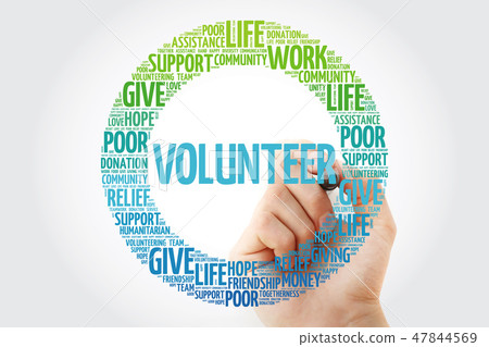 Volunteer word cloud with marker Volunteer word cloud with marker 47844569