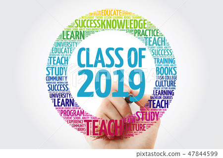 CLASS OF 2019 word cloud with marker 47844599