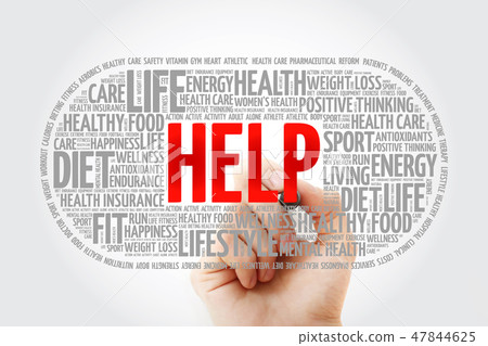 HELP word cloud with marker, fitness HELP word cloud with marker, fitness 47844625