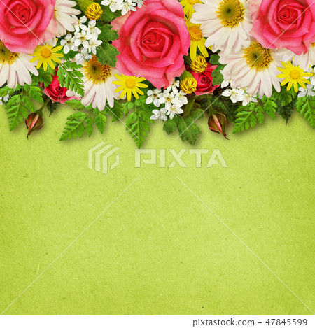Rose, asters and wild flowers decoration  47845599