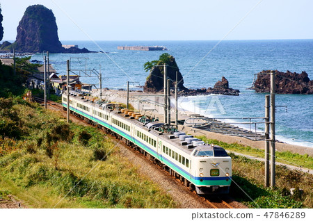 日本485系統沿海運行Shimonuma顏色限定快遞Inarashi 47846289
