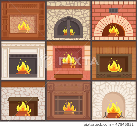 Fireplaces Set Different Shapes Types of Stoves Fireplaces Set Different Shapes Types of Stoves 47846831