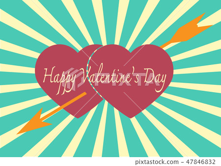 Red heart with arrow on Sunrays 47846832