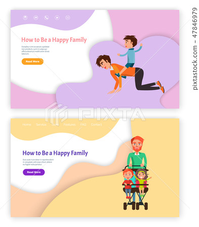 How to Be Happy Family Father with Kid Riding Back 47846979