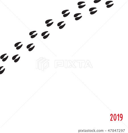 Happy New Year. Pig's hoof prints. Happy New Year. Pig's hoof prints. 47847297