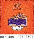 Tasty blue berry pie on lacy napkin 47847302