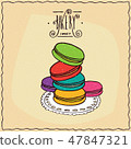 Stack of multi-colored French cookies macaron 47847321