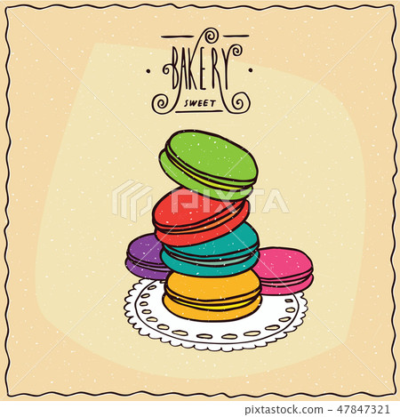 Stack of multi-colored French cookies macaron 47847321