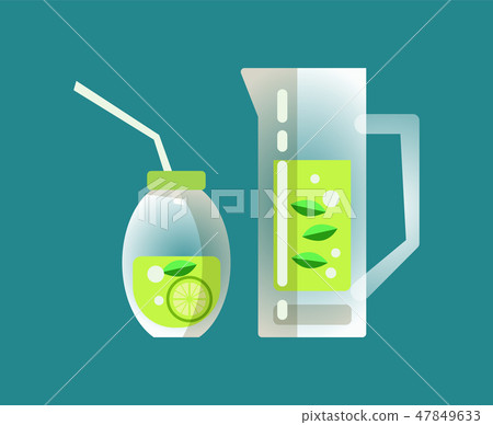 Mojito Water with Sliced Lime and Mint Leaves Mojito Water with Sliced Lime and Mint Leaves 47849633