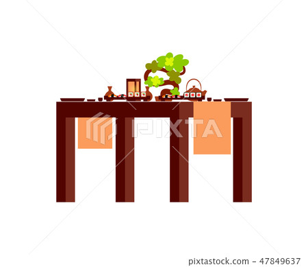 Wooden Table, Serving Board with Sushi Vector Wooden Table, Serving Board with Sushi Vector 47849637