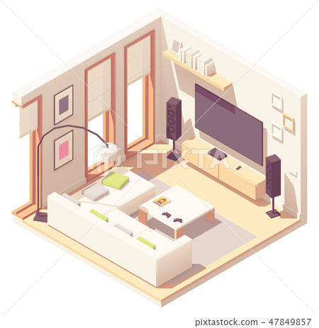 Vector isometric living room Vector isometric living room 47849857