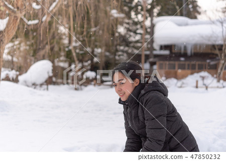 Beautiful asian woman in winter 47850232