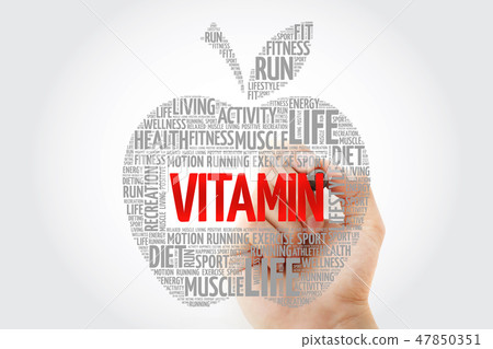 VITAMIN apple word cloud with marker 47850351